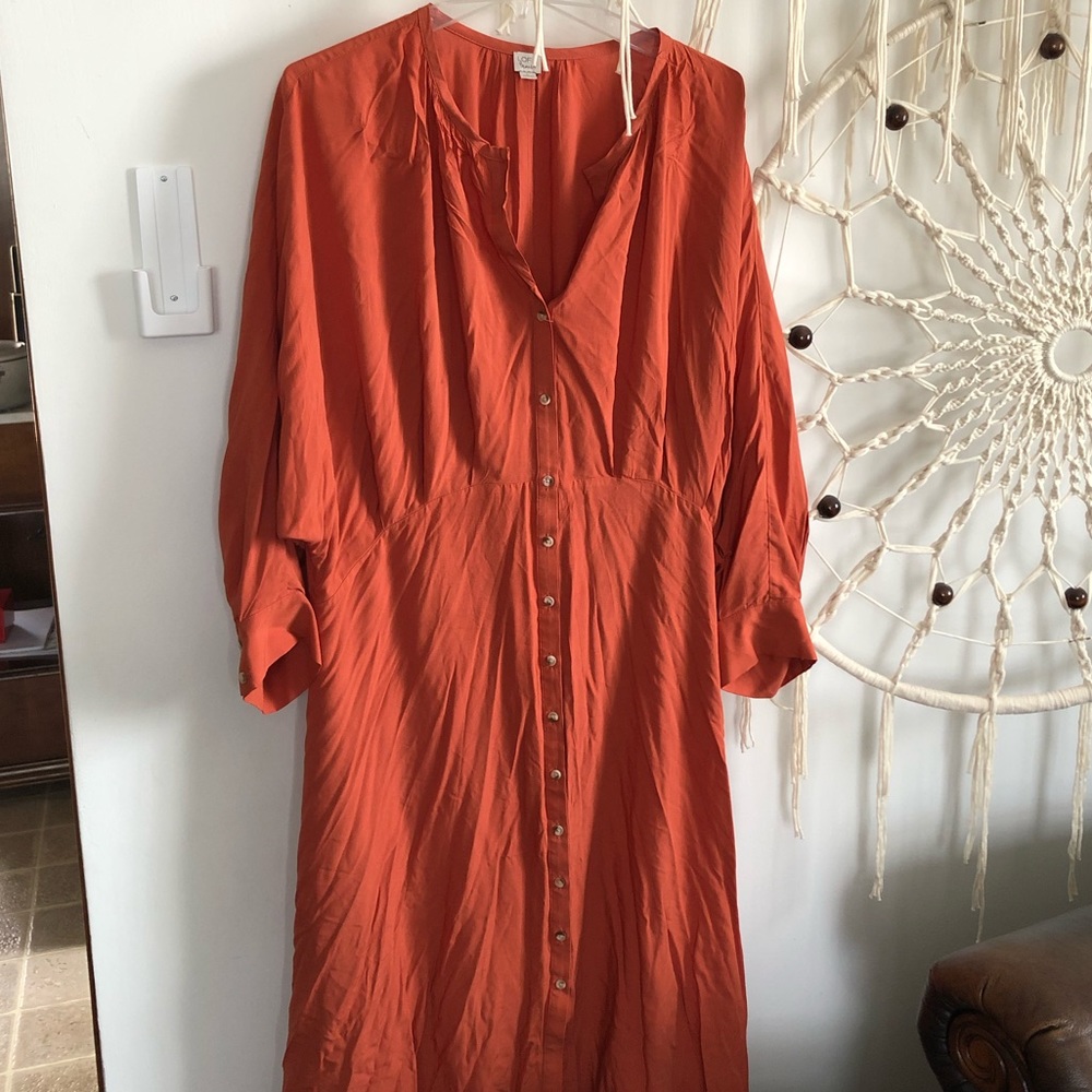 Loft beach orange midi dress xl